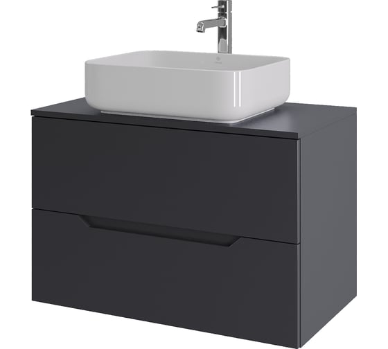 Изображение товара Подвесная тумба с раковиной ORANGE Line 80 см, графит/белый Li-80TugMDF+B05-500W