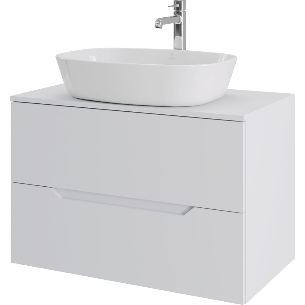 Изображение товара Подвесная тумба с раковиной ORANGE Line 80 см белый матовый стильный дизайн