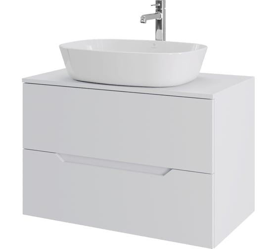 Изображение товара Подвесная тумба с раковиной ORANGE Line 80 см, белый Li-80TuwMDF+B08-500W