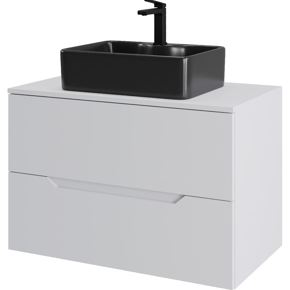 Изображение товара Подвесная тумба с раковиной ORANGE Line 80 см белая и черная