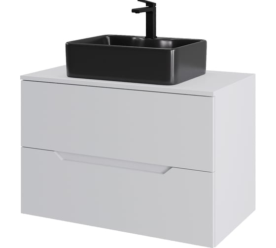Изображение товара Подвесная тумба с раковиной ORANGE Line 80 см, белый/черный Li-80TuwMDF+B01-475MB