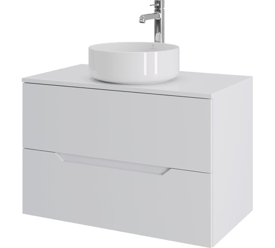 Изображение товара Подвесная тумба с раковиной ORANGE Line 80 см, белый Li-80TuwMDF+B09-360W