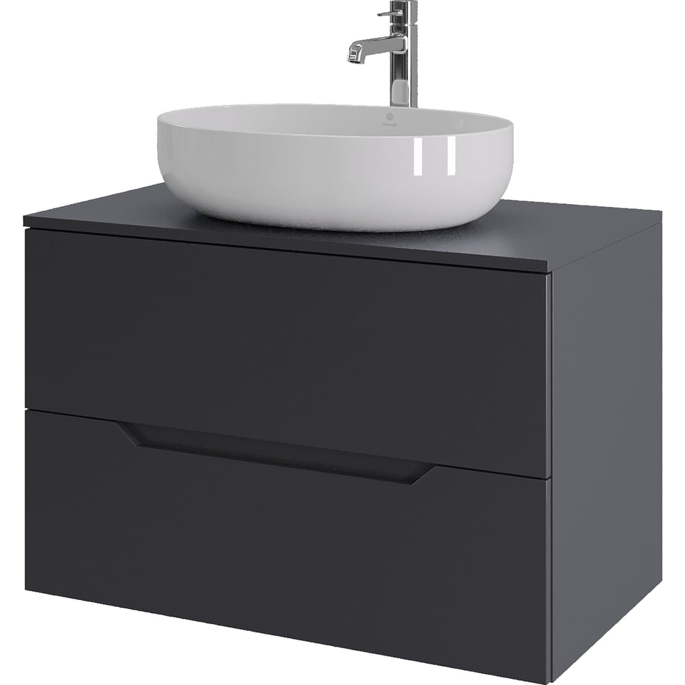 Изображение товара Подвесная тумба с раковиной ORANGE Line 80 см графит/белый