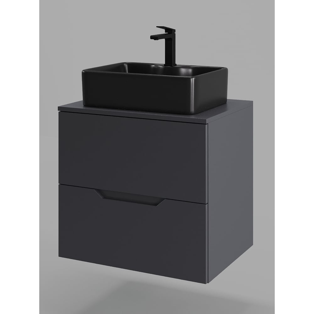 Изображение товара Подвесная тумба с раковиной ORANGE Line 60 см графит/черный