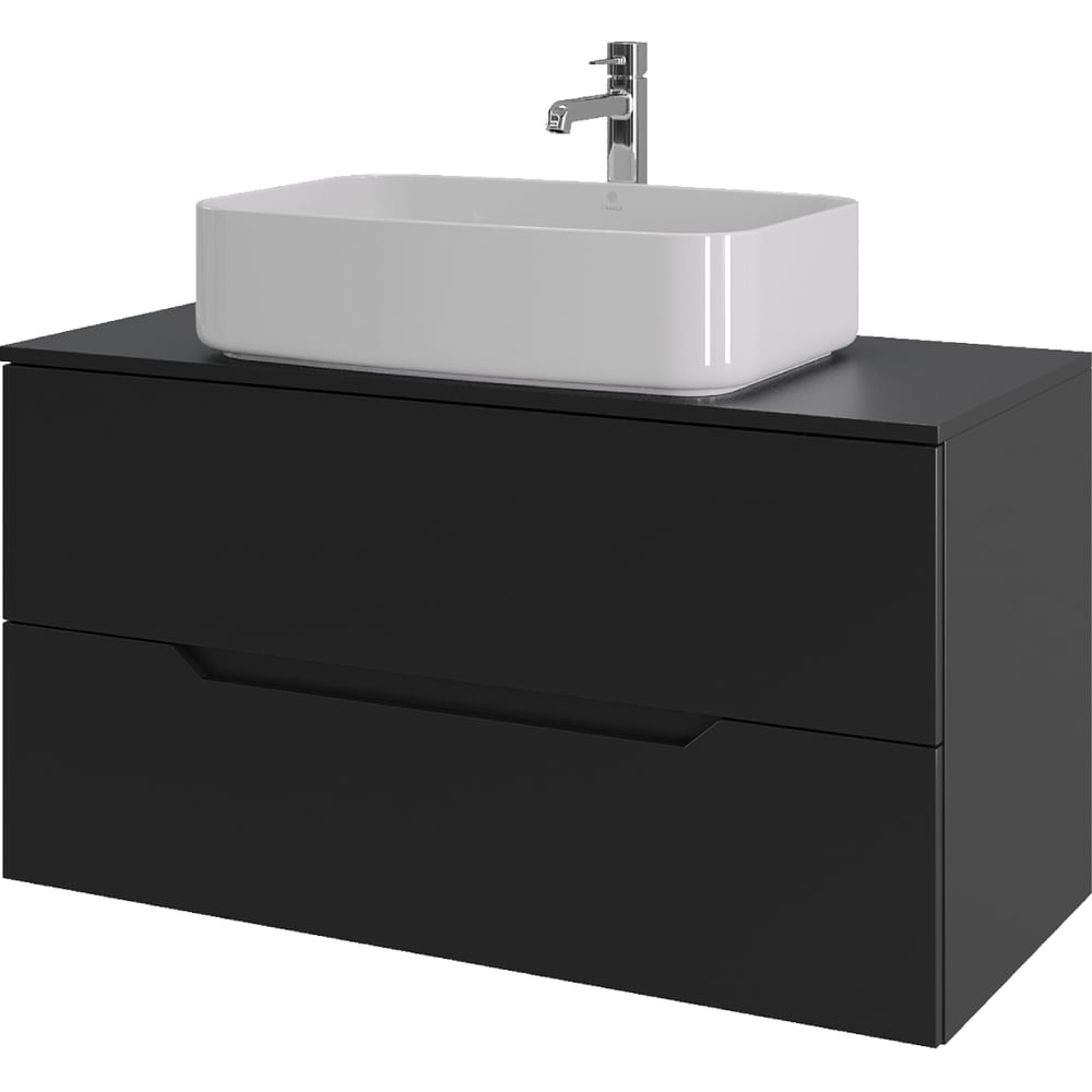 Изображение товара Подвесная тумба с раковиной ORANGE Line 100 см, черный матовый