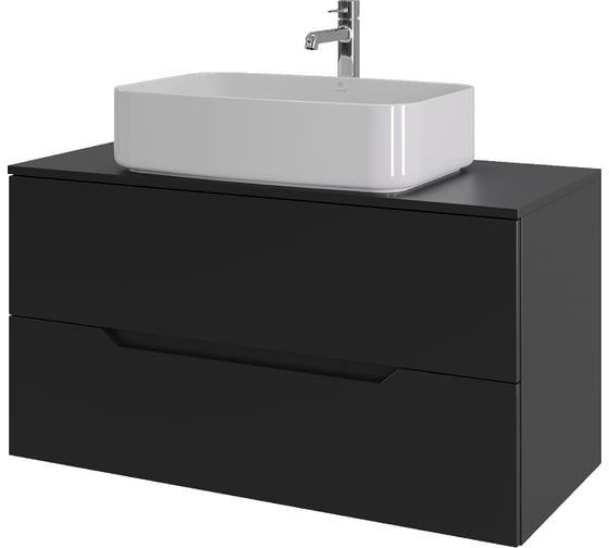 Изображение товара Подвесная тумба с раковиной ORANGE Line 100 см, черный/белый Li-100TubMDF+B07-600W