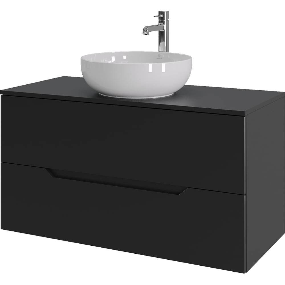 Изображение товара Подвесная тумба с раковиной ORANGE Line черный/белый 100 см