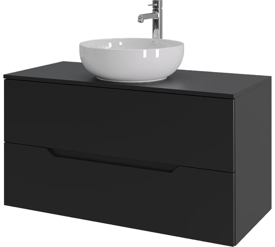 Изображение товара Подвесная тумба с раковиной ORANGE Line 100 см, черный/белый Li-100TubMDF+B07-420W