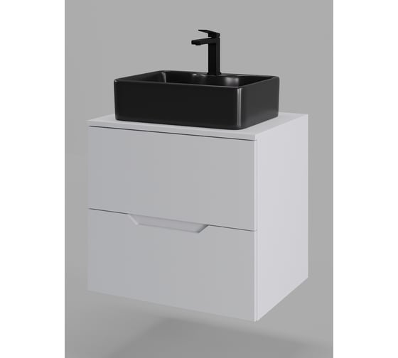 Изображение товара Подвесная тумба с раковиной ORANGE Line 60 см, белый/черный Li-60TuwMDF+B01-475MB