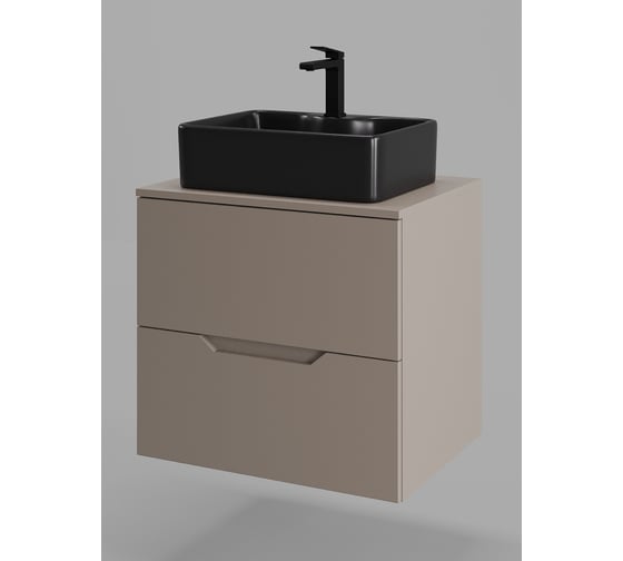 Изображение товара Подвесная тумба с раковиной ORANGE Line 60 см, латте/черный Li-60TuLMDF+B01-475MB
