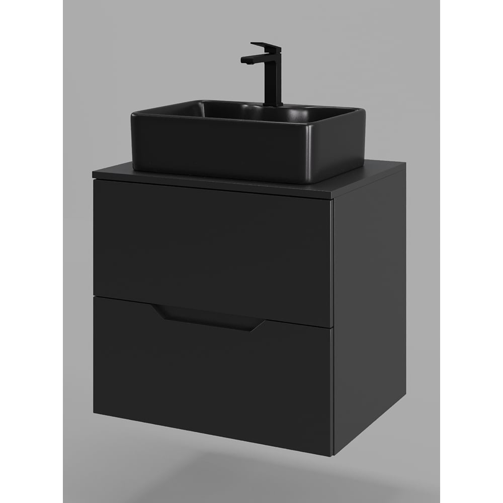 Изображение товара Подвесная тумба с раковиной ORANGE Line 60 см черный матовый санфарфор