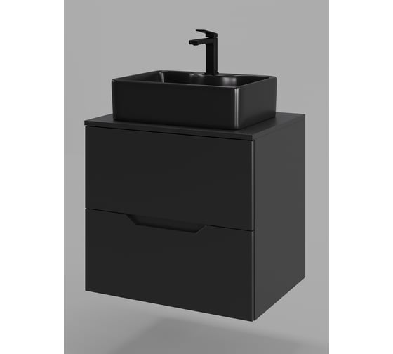 Изображение товара Подвесная тумба с раковиной ORANGE Line 60 см, черный Li-60TubMDF+B01-475MB