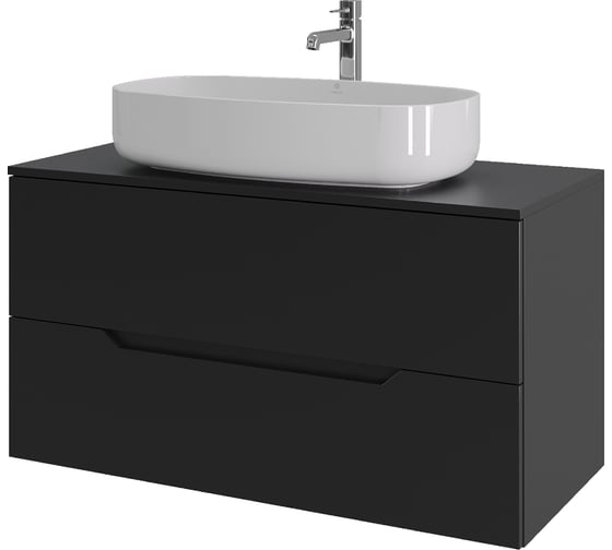 Изображение товара Подвесная тумба с раковиной ORANGE Line 100 см, черный/белый Li-100TubMDF+B07-675W