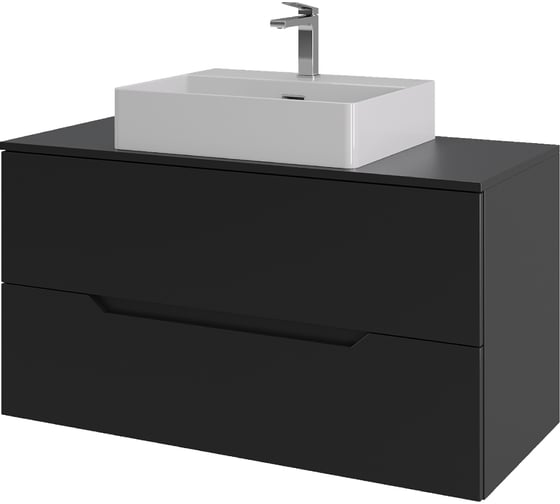 Изображение товара Подвесная тумба с раковиной ORANGE Line 100 см, черный/белый Li-100TubMDF+B04-500W