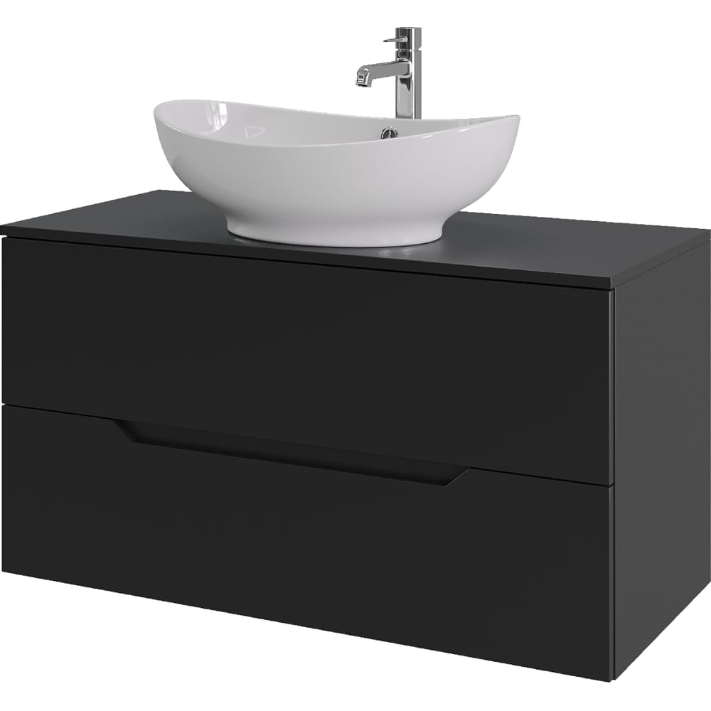 Изображение товара Подвесная тумба с раковиной ORANGE Line 100 см черный матовый