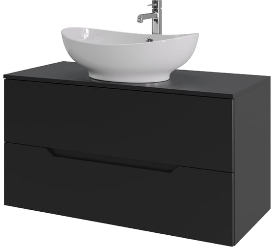 Изображение товара Подвесная тумба с раковиной ORANGE Line 100 см, черный/белый Li-100TubMDF+B08-585W