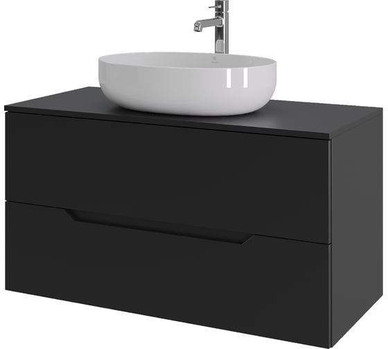 Изображение товара Подвесная тумба с раковиной ORANGE Line 100 см, черный/белый Li-100TubMDF+B05-520W