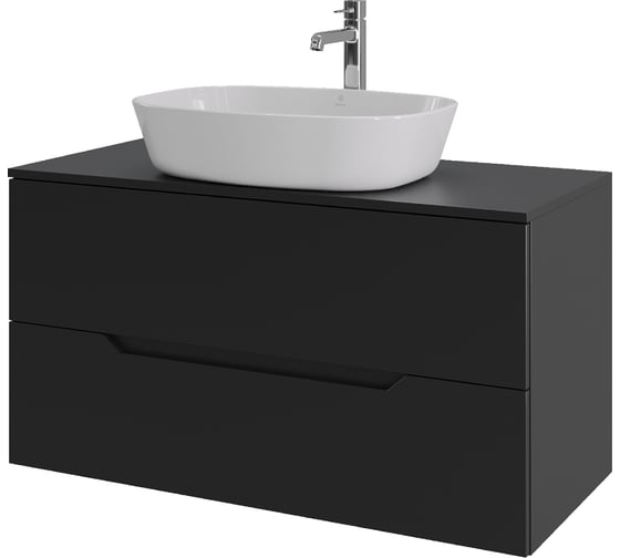 Изображение товара Подвесная тумба с раковиной ORANGE Line 100 см, черный/белый Li-100TubMDF+B08-500W