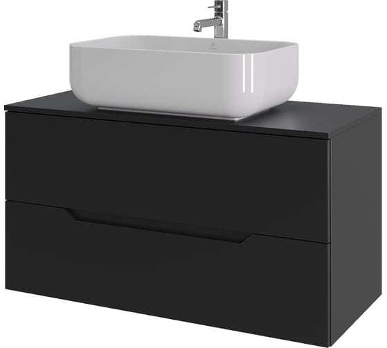 Изображение товара Подвесная тумба с раковиной ORANGE Line 100 см, черный/белый Li-100TubMDF+B03-600W