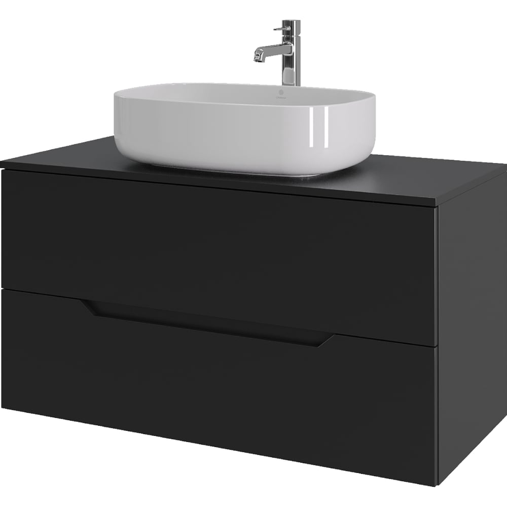 Изображение товара Подвесная тумба с раковиной ORANGE Line 100 см черный/белый для ванной