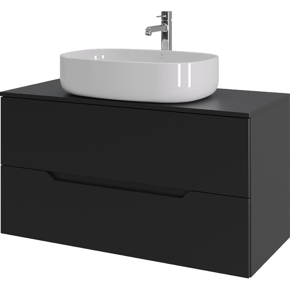 Изображение товара Подвесная тумба с раковиной ORANGE Line 100 см черный/белый