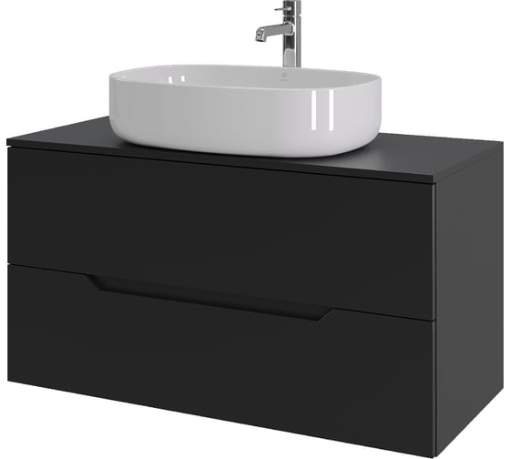 Изображение товара Подвесная тумба с раковиной ORANGE Line 100 см, черный/белый Li-100TubMDF+B04-600W