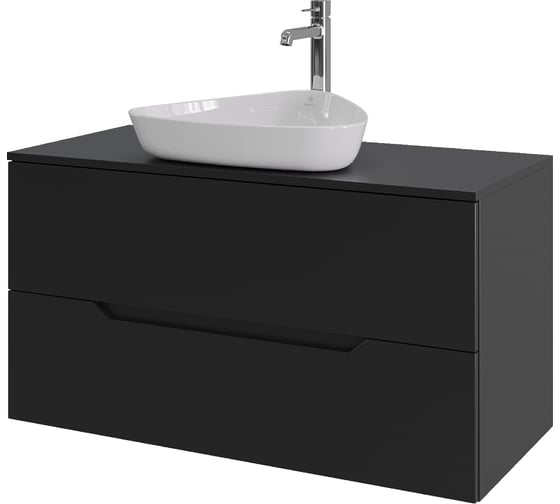 Изображение товара Подвесная тумба с раковиной ORANGE Line 100 см, черный/белый Li-100TubMDF+B07-500W