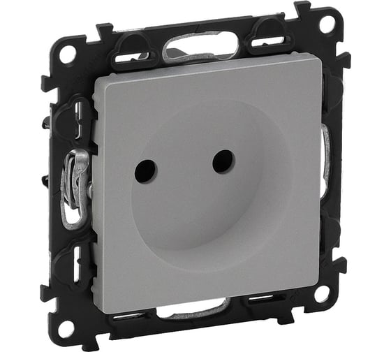 Изображение товара Силовая розетка Legrand Valena LIFE 2К 16А 250В c лицевой панелью, алюминий, с защитными шторками, безвинтовые зажимы 753616