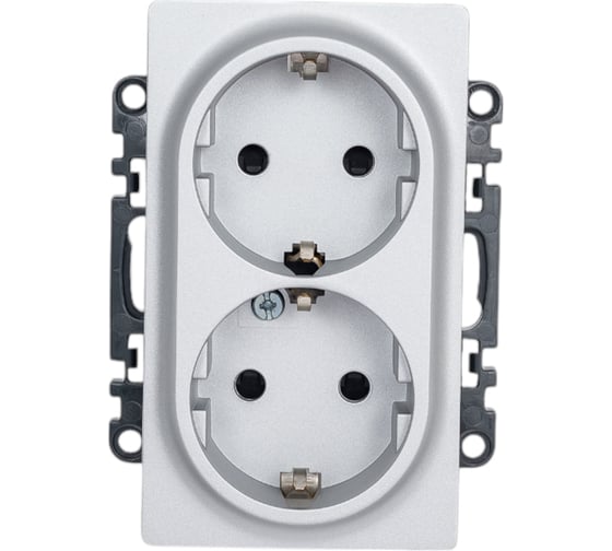 Изображение товара Силовая розетка двойная Legrand Valena LIFE 2x2К+З 16А 250В с лицевой панелью, с защитными шторками, безвинтовые зажимы, алюминий 753626