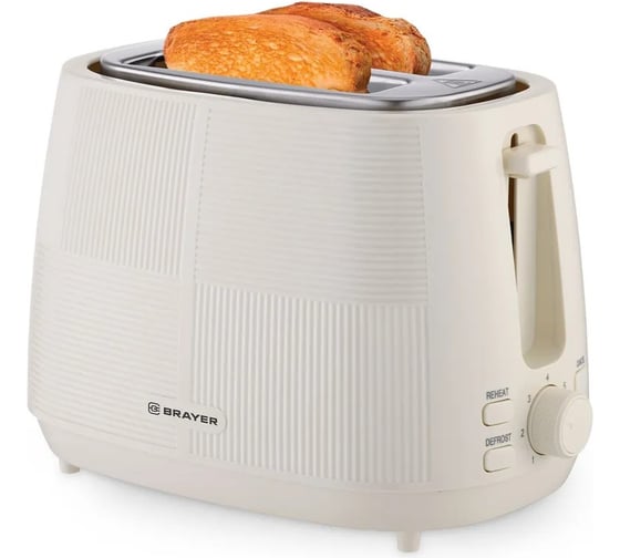 Изображение товара Тостер BRAYER 2116BR, 1080 Вт, 7 режимов, подогрев, разморозка, отмена, автоотключение, 2 тоста одновременно, съемный поддон BR2116