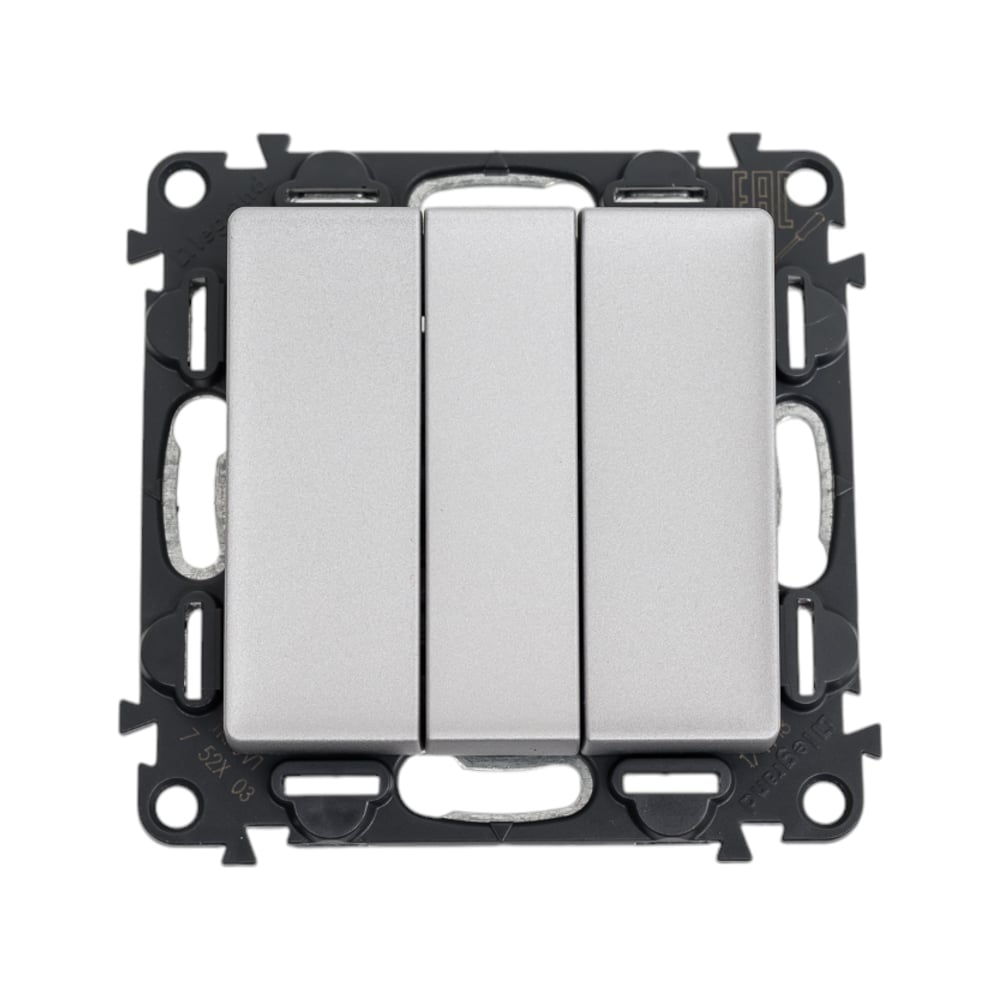 Изображение товара Выключатель трехклавишный Legrand Valena LIFE 10А 250В алюминий вставка