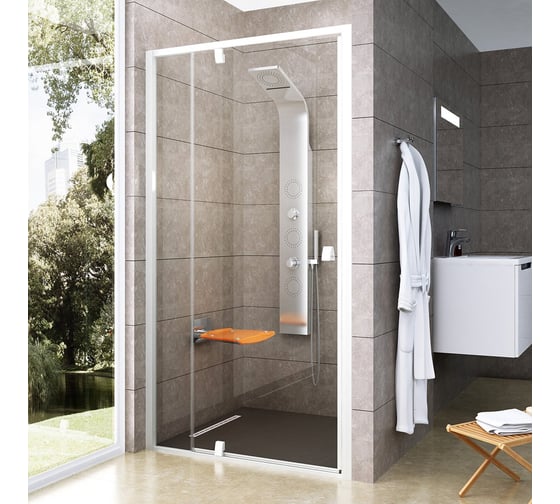 Изображение товара Душевая дверь поворотного типа Ravak PDOP2-100 белый профиль и ручки, прозрачное стекло 03GA0101Z1