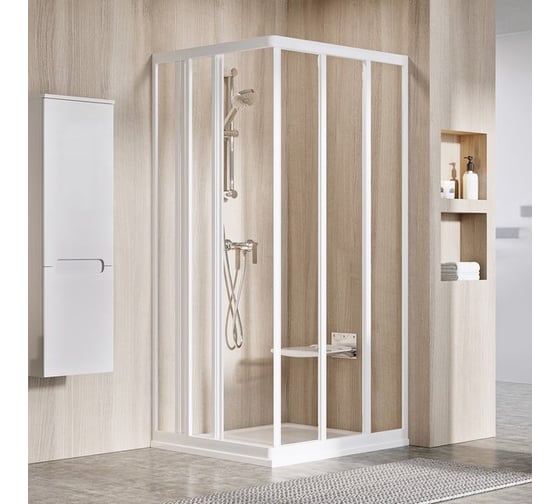 Изображение товара Душевое заграждение Ravak ASRV3-90 S белый профиль, прозрачное стекло 15V70102Z1