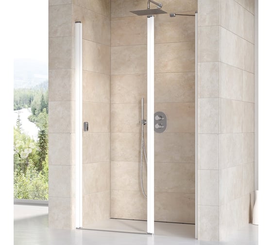 Изображение товара Душевая дверь поворотного типа Ravak Chrome CSD2-100 см, белый профиль, прозрачное стекло 0QVAC100Z1