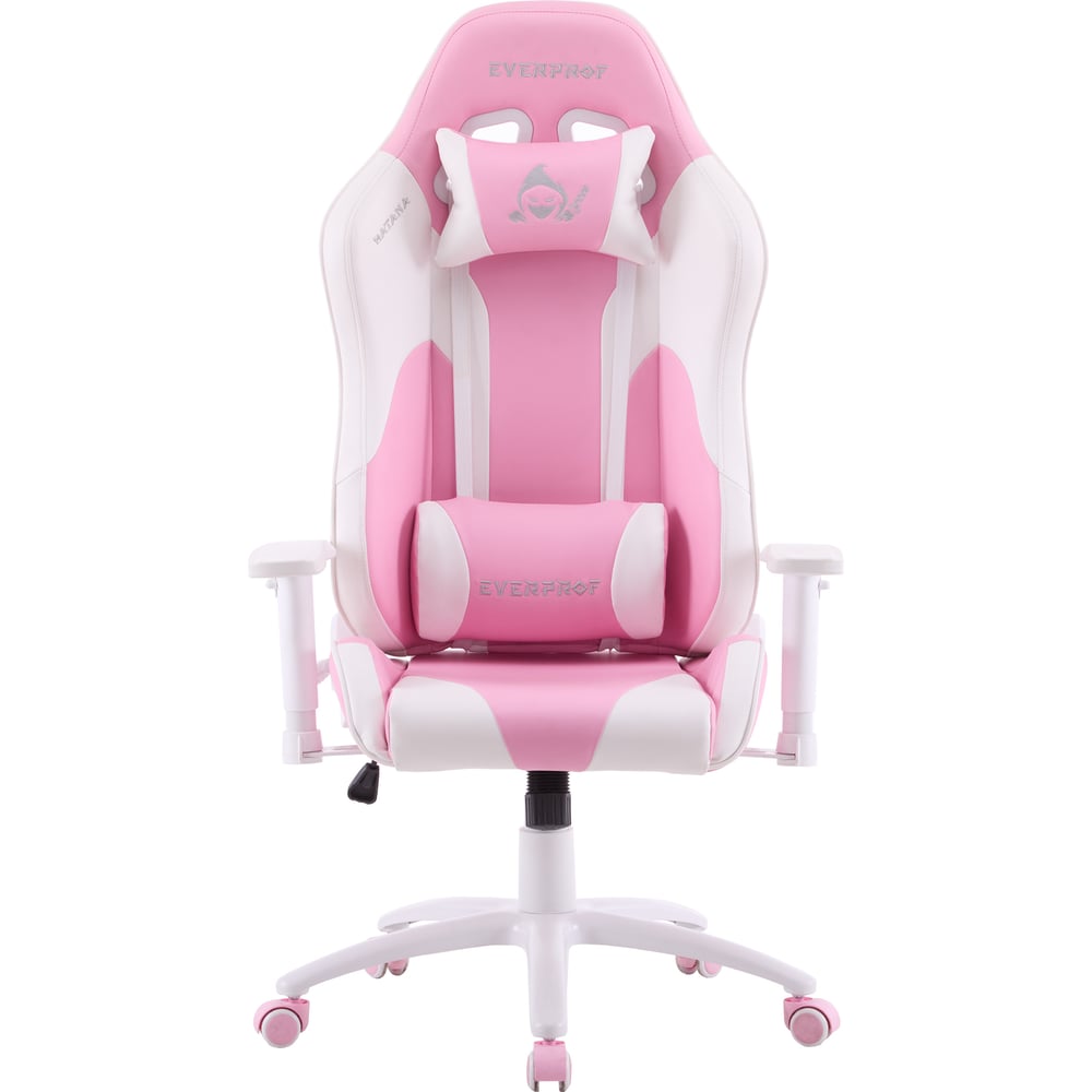 Изображение товара Кресло Everprof Katana из экокожи белый/розовый, современное офисное кресло с множеством регулирово