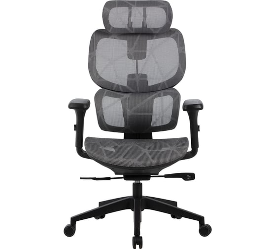 Изображение товара Кресло CACTUS CS-MC555-GY черный/серый сетка с подголовником крестовина пластик пластик черный 2003207
