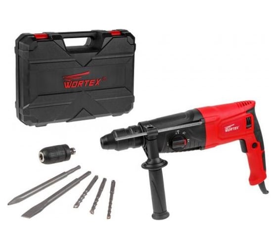 Изображение товара Перфоратор WORTEX RH 2621 в чемодане + (2 зубила, 3 сверла) 1333519
