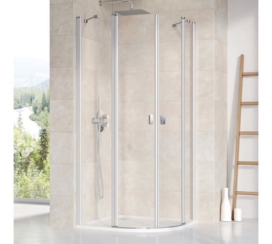 Изображение товара Душевой уголок четверть круга Ravak Chrome CSKK4 80x80 см, блестящий профиль, прозрачное стекло 3Q140U00Z1