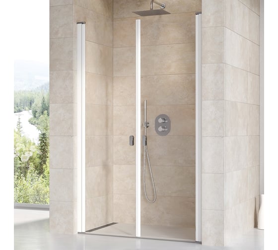 Изображение товара Душевая дверь поворотного типа Ravak Chrome CSDL2-100 см, белый профиль, прозрачное стекло 0QVAC10LZ1