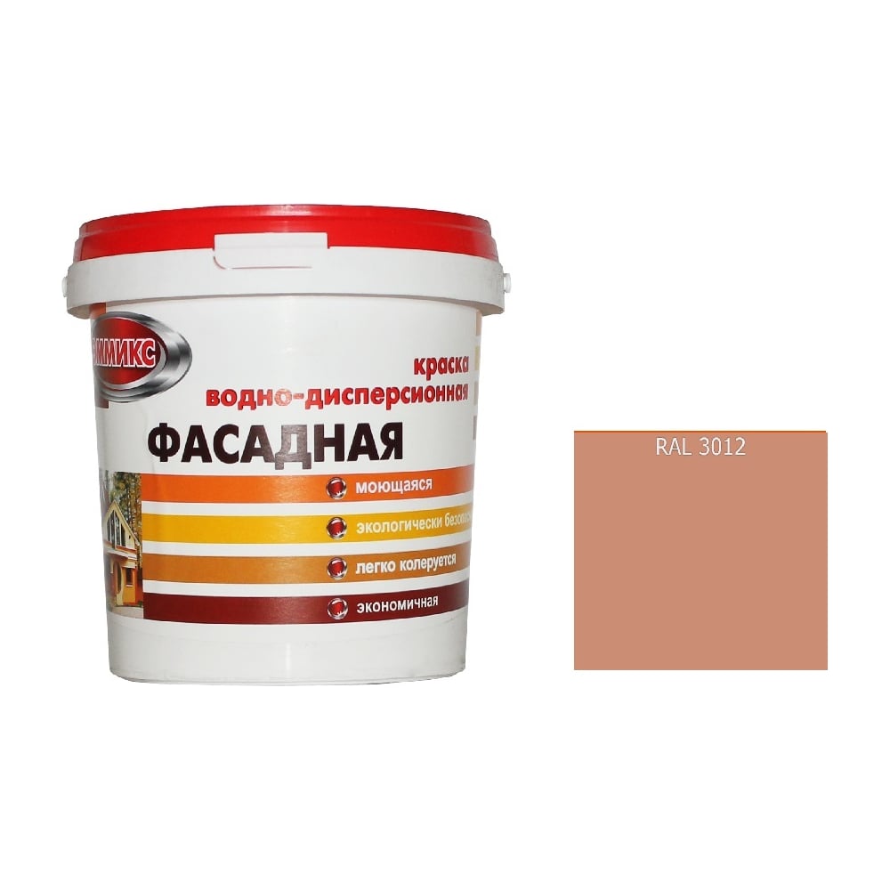 Изображение товара Краска ВД для наружных работ Эммикс RAL 3012 2,7 л, моющаяся, шелковисто-матовая