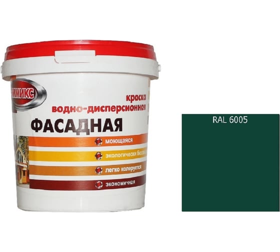 Изображение товара Краска ВД для наружных работ Эммикс моющаяся, RAL 6005 (ведро 9 л/12,6 кг) 4690417131648