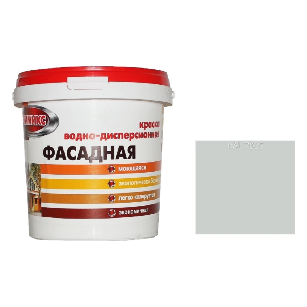 Изображение товара Краска ВД наружных работ Эммикс RAL 7035 2,7 л моющаяся быстросохнущая