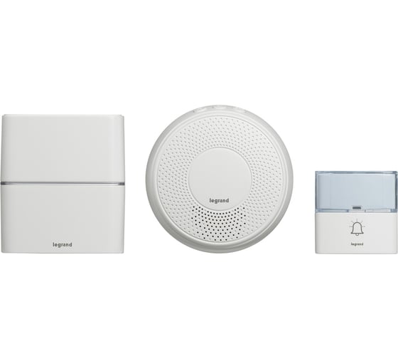Изображение товара Комплект беспроводного звонка Legrand Премиум 30 рингтонов, дальность 200 м, цвет белый, дополнительный звонок Комфорт с питанием от сети 220В 094272