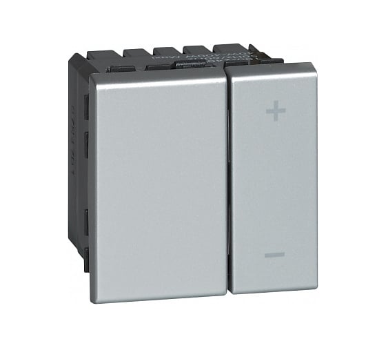 Изображение товара Светорегулятор Legrand ECO Программа Mosaic 2 модуля без нейтрали 2проводной 400 Вт алюминий 079207