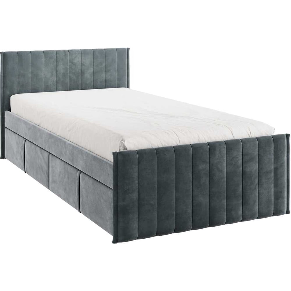 Изображение товара Кровать с ящиками Твикс 90x200 см, графит, велюр