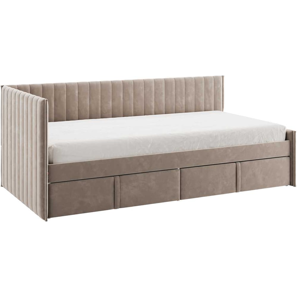 Кровать с ящиками Твикс Тахта 90x200 см, латте, велюр 171564.2763