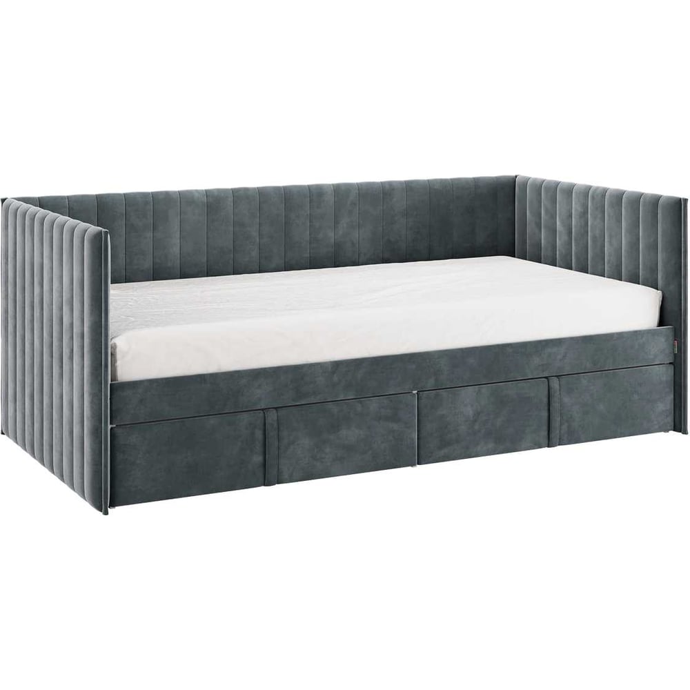 Изображение товара Кровать с ящиками Твикс Софа 90x200 см графит велюр современная