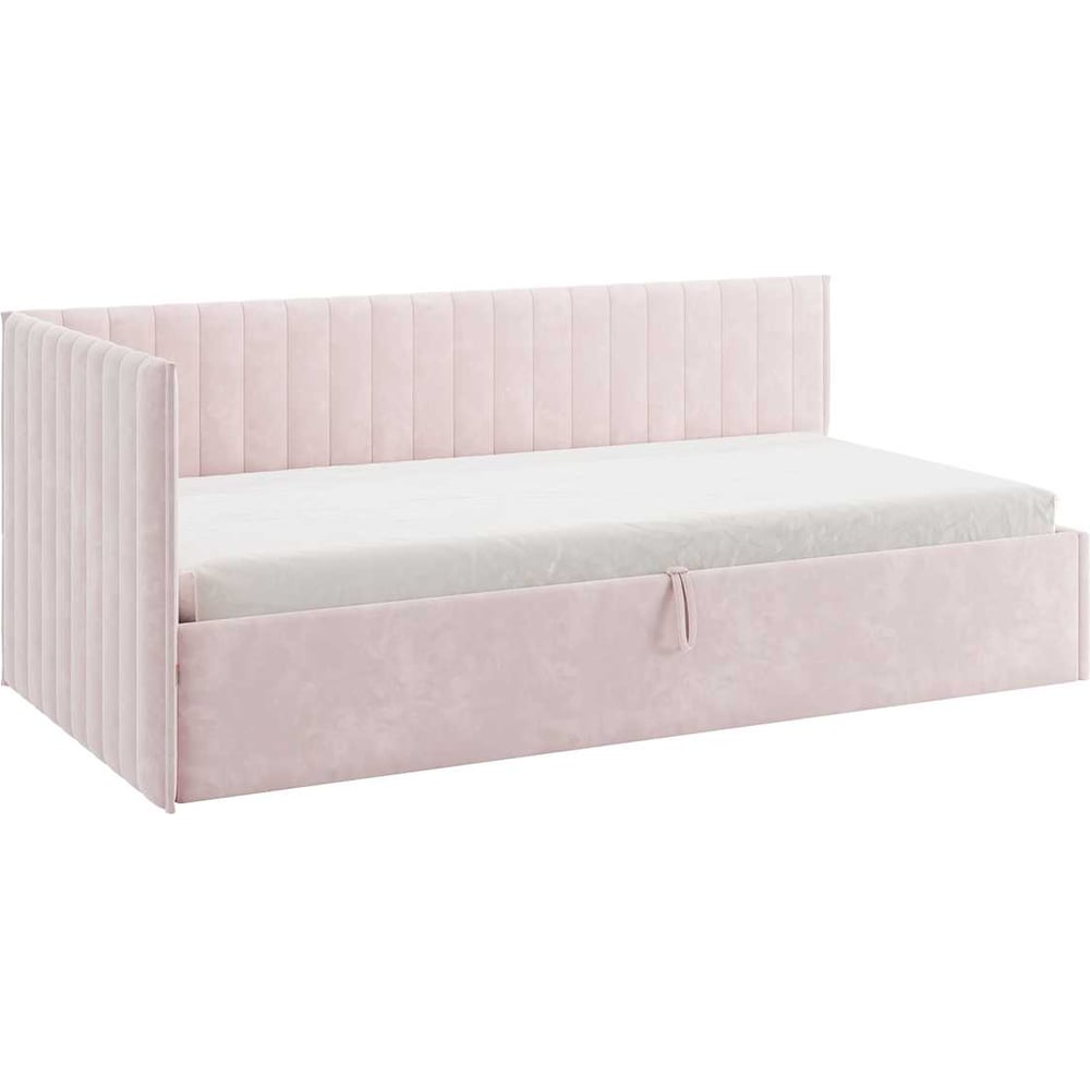 Изображение товара Кровать с подъемным механизмом Твикс Тахта 90x200 см нежно-розовая велюр