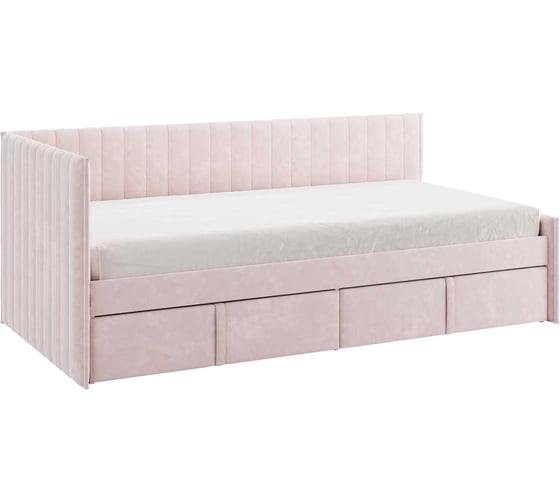 Изображение товара Кровать с ящиками Твикс Тахта 90x200 см, нежно-розовый, велюр 171564.2172