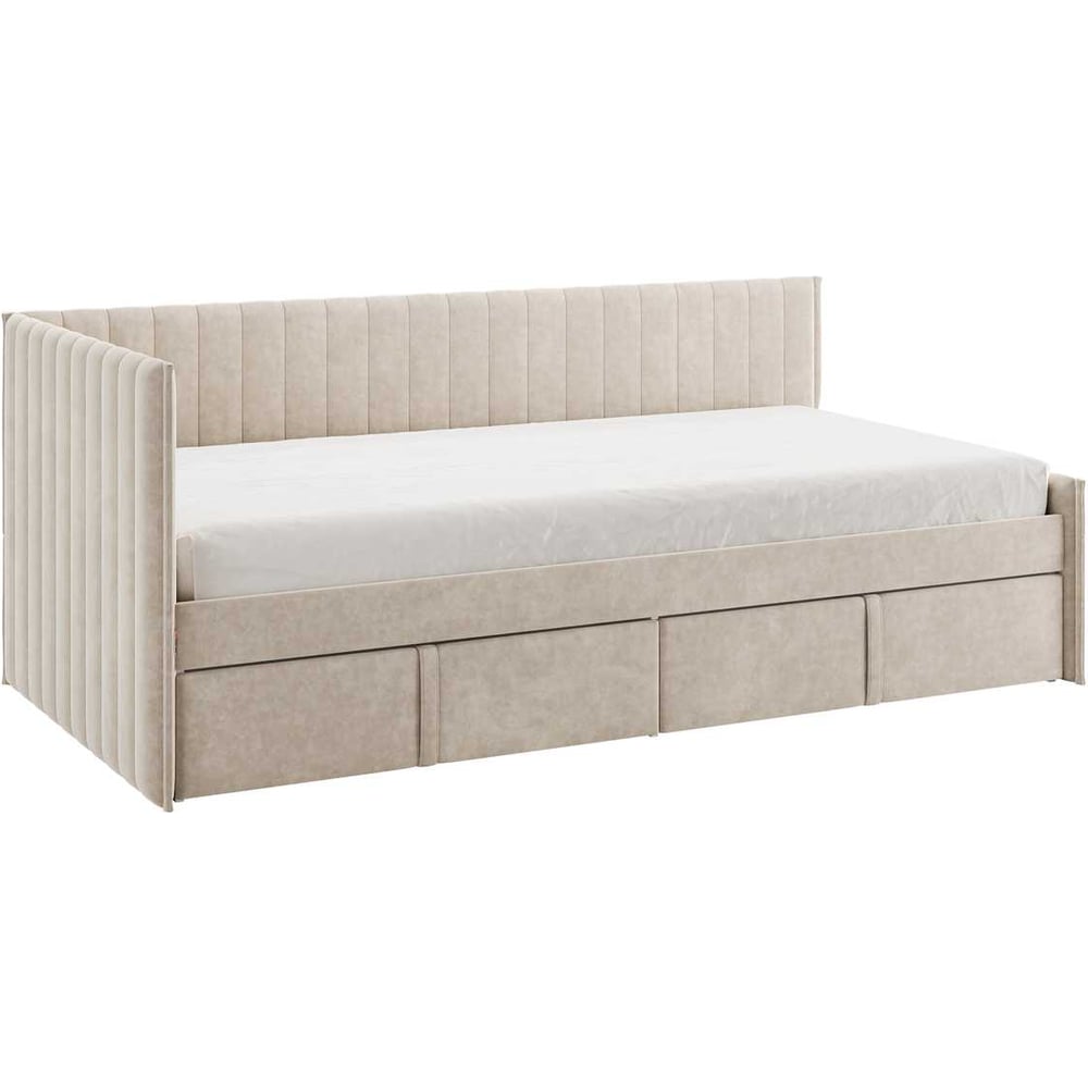 Изображение товара Кровать с ящиками Твикс Тахта 90x200 см капучино велюр современный стиль